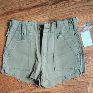Free People Green Cargo Shorts with Cotton Blend